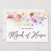 Invitation Aquarelle Floral Serez-vous ma servante d'honneur  (Devant)