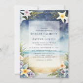 Invitation Aquarelle Floral Soirée Plage Mariage (Devant)