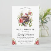 Invitation Aquarelle Floral Spring Bird Nest Baby shower (Debout devant)