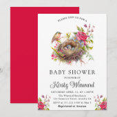 Invitation Aquarelle Floral Spring Bird Nest Baby shower (Devant / Derrière)