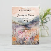 Invitation Aquarelle Floral Spring Mountains Mariage (Debout devant)