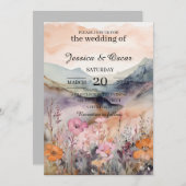 Invitation Aquarelle Floral Spring Mountains Mariage (Devant / Derrière)