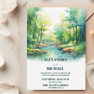 Invitation Aquarelle Floral Spring Mountains Mariage
