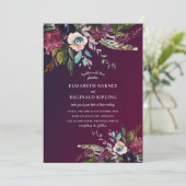 Invitation Aquarelle Floral Springs Mariage de lavage Bourgog (Debout devant)