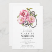 Invitation Aquarelle Floral Stethoscope Infirmière Diplôme (Devant / Derrière)