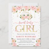 Invitation Aquarelle Floral Swan Girl Baby shower (Devant)