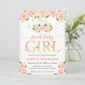 Invitation Aquarelle Floral Swan Girl Baby shower (Debout devant)