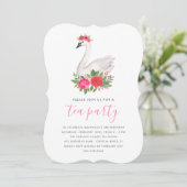 Invitation Aquarelle Floral Swan Princesse Anniversaire Tea P (Debout devant)