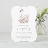 Invitation Aquarelle Floral Swan Princesse Anniversaire Tea P (Debout devant)