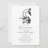 Invitation Aquarelle Floral Swan Quinceañera (Devant)