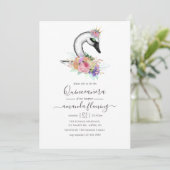 Invitation Aquarelle Floral Swan Quinceañera (Debout devant)