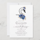 Invitation Aquarelle Floral Swan Quinceañera (Devant)