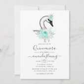 Invitation Aquarelle Floral Swan Quinceañera (Devant)