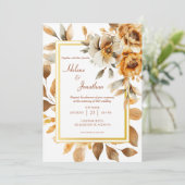 Invitation Aquarelle Floral Terracotta Mariage élégant (Debout devant)