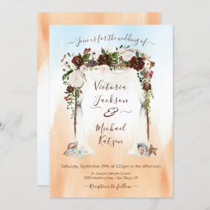 Invitation Aquarelle Floral Tropical Beach Mariage