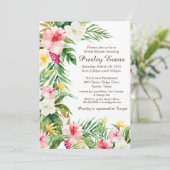 Invitation Aquarelle Floral Tropical Flowers Fête des mariées (Debout devant)