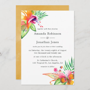 Invitation Aquarelle Floral Tropical Summer Beach Mariage