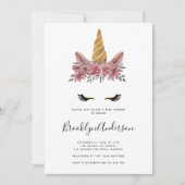 Invitation Aquarelle Floral Unicorn Baby shower (Devant)