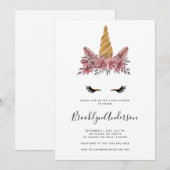 Invitation Aquarelle Floral Unicorn Baby shower (Devant / Derrière)