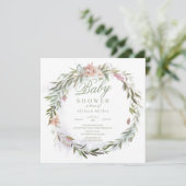 Invitation Aquarelle Floral verdure Baby shower de couronne (Debout devant)