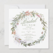 Invitation Aquarelle Floral verdure Wreath Bridal Brunch (Devant)