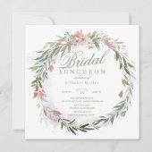 Invitation Aquarelle Floral verdure Wreath Bridal Luncheon (Devant)