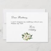 Invitation Aquarelle Floral Vert Blanc Mariage Bridesmaid (Dos)