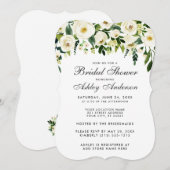 Invitation Aquarelle Floral Vert Fête des mariées blanche B (Devant / Derrière)