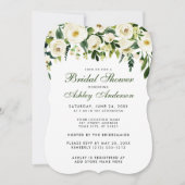 Invitation Aquarelle Floral Vert Fête des mariées blanche BSB (Devant)