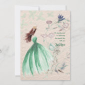Invitation Aquarelle Floral Vert Tons Quinceañera (Dos)