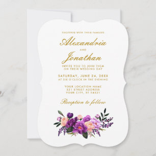 Invitation Aquarelle Floral Violet Mariage Ultra Violet BR