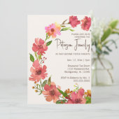 Invitation Aquarelle Floral Wreath Foster Baby/Douche pour en (Debout devant)