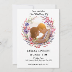 Invitation Aquarelle Floral Wreath Frame