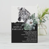 Invitation Aquarelle Floral Zebra 60e anniversaire (Debout devant)