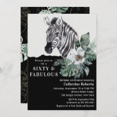 Invitation Aquarelle Floral Zebra 60e anniversaire (Devant / Derrière)