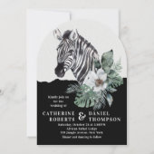 Invitation Aquarelle Floral Zebra Safari Mariage (Devant)