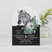 Invitation Aquarelle Floral Zebra Safari Mariage (Debout devant)