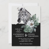 Invitation Aquarelle Floral Zebra Safari Mariage (Devant)