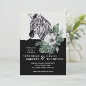 Invitation Aquarelle Floral Zebra Safari Mariage (Debout devant)