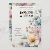 Invitation 🎨 Aquarelle Florale 💐 💍 (Devant / Derrière)
