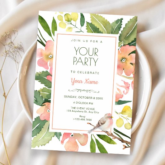 Invitation Aquarelle florale 