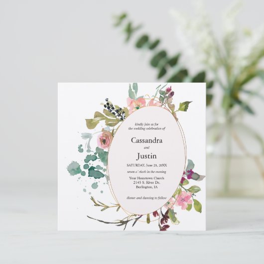 Invitation Aquarelle florale (Debout devant)