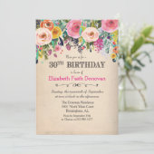 Invitation aquarelle florale 30e anniversaire (Debout devant)