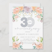 Invitation Aquarelle florale 30e anniversaire de mariage (Devant)