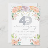 Invitation Aquarelle florale 40e anniversaire de mariage (Devant)