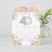 Invitation Aquarelle florale 40e anniversaire de mariage (Debout devant)