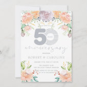 Invitation Aquarelle florale 50e anniversaire de Mariage (Devant)