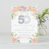 Invitation Aquarelle florale 50e anniversaire de Mariage (Debout devant)