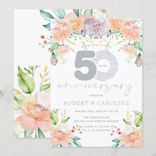 Invitation Aquarelle florale 50e anniversaire de mariage