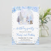 Invitation Aquarelle Florale Animaux arctiques Anniversaire (Debout devant)